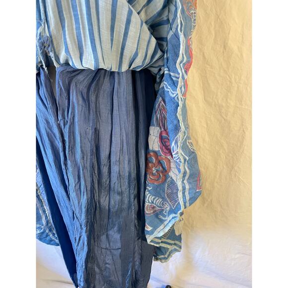 Rare 70s Cotton Gauze Made In India Floral Stripe Dress Sz S Please Read Descrip - Picture 10 of 16